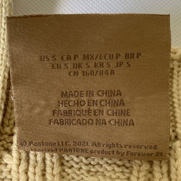 Forever 21 Pantone Crop Top Women S Sand Neutral Cable Knit Sweater Tank Preppy - Picture 6 of 8